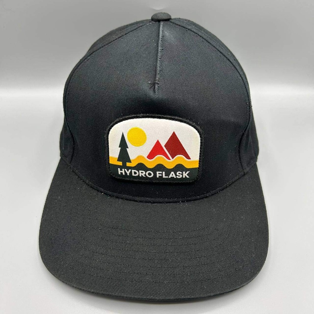 Hydro‎ Flask Hat Men Black Embroidered Snap Back Cap Cotton